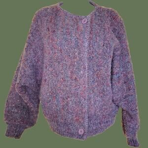 Jewel Tone Textured Yarn Long Sleeve Cocoon Sweater